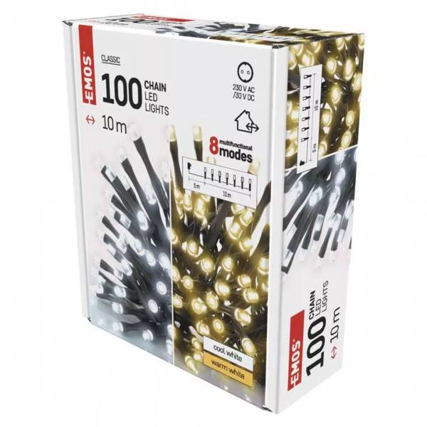 LED vianočná reťaz čierna 10 m vonkajšia aj vnútorná 100 LED rôzne programy